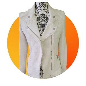 Carolina Belle Cream Frayed Blazer